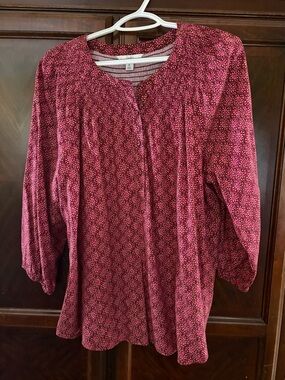croft & barrow Pink Patterned Women's Peasant Blouse